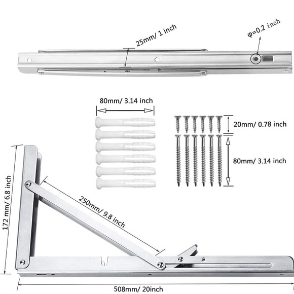 NIB DOMISL 20” Multi Function Stainless brackets - Set of 2 - Picture 9 of 9